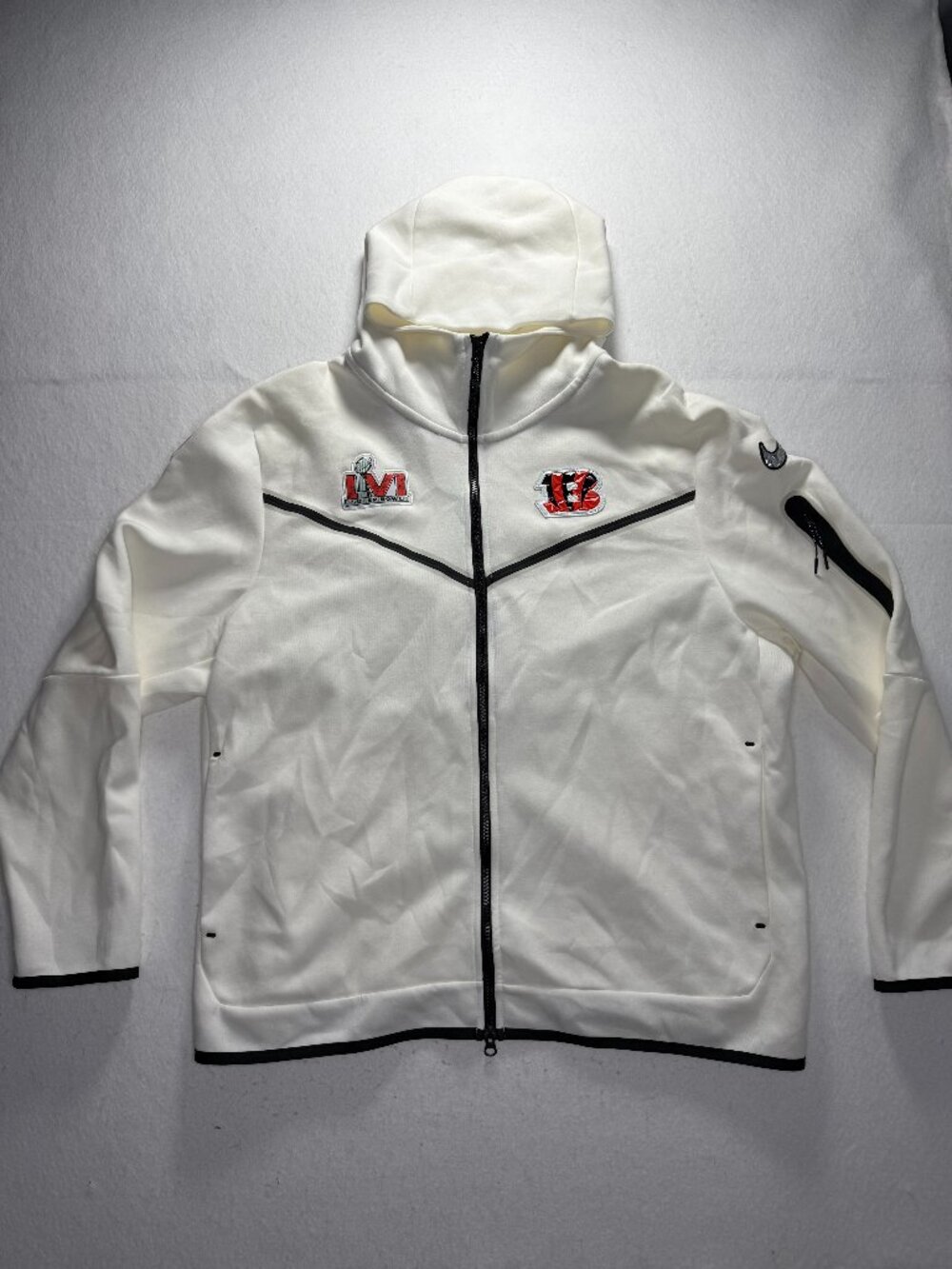 Nike NFL Tech White Superbowl Cincinnati Bengals Full Zip Size XXL New Arm Zip